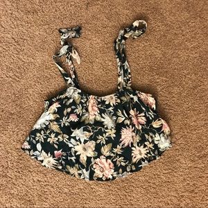 Floral Print Flounce Crop Top